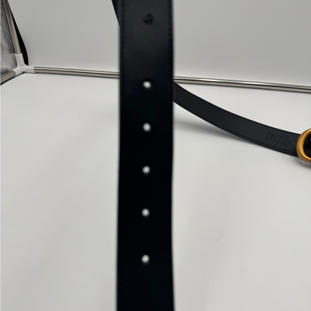 GUCCI Marmont Double G Belt Black Leather Antique Gold Buckle Authentic - Picture 5 of 6
